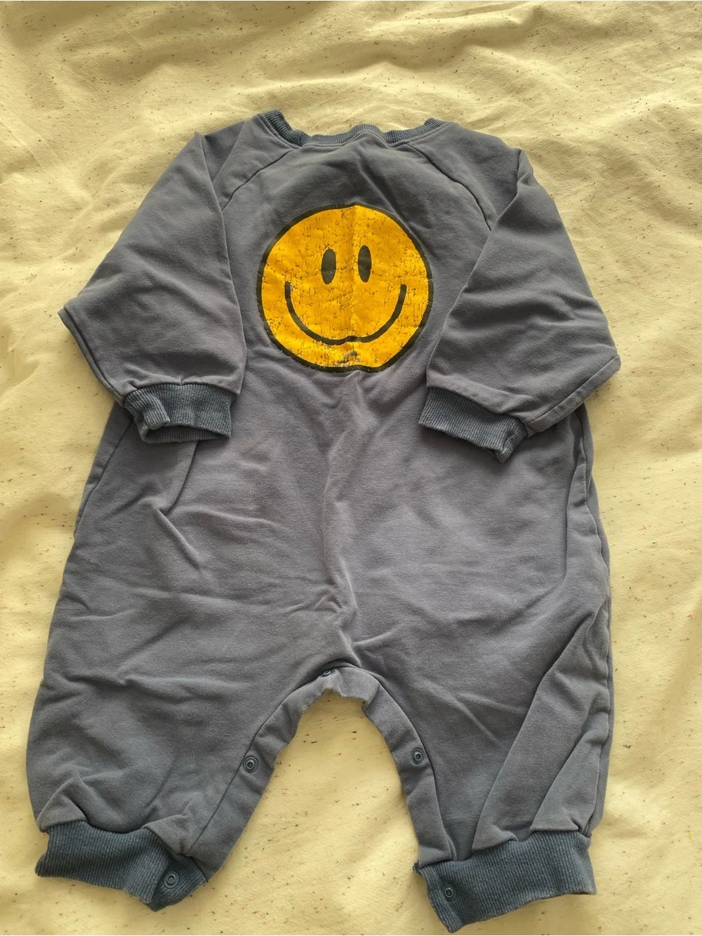 Blue Smiley Face Romper One Piece Baby Coverall Size L